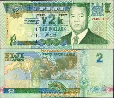 Фиджи. Банкнота 2 доллара. 2000. Unc. Бумага. Кат.# P.102b