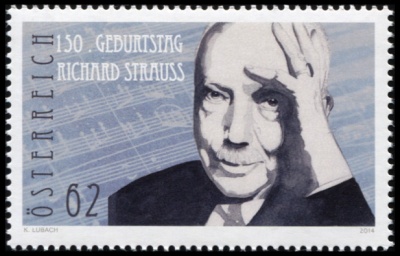 Австрия. 2014. 150 лет со дня рождения Рихарда Штрауса (Почтовая марка. MNH OG)