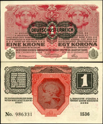 Австрия. 1 крона (Unc) 1919