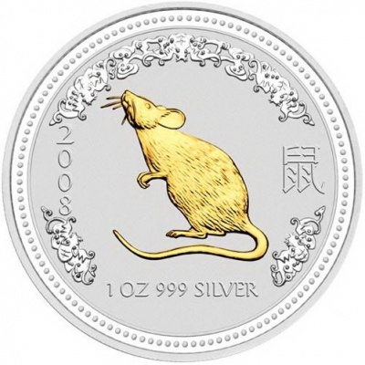 Австралия. 1 доллар. 2007 (Frosted Unc. Серебро. Позолота)