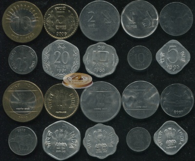 Индия. Набор №6 (10 монет. 1 биметалл) 1987-2010