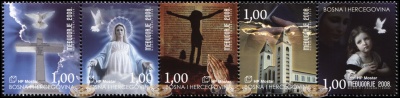 Босния и Герцеговина. 2008. Годовщина первого явления Девы Марии в Меджугорье (Сцепка. MNH OG)