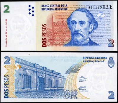Аргентина. 2 песо (Unc) 2002