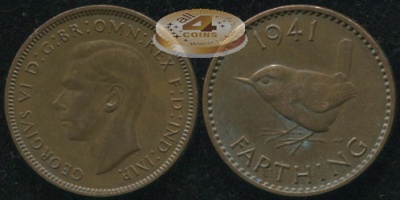 Великобритания. 1 фартинг. 1941 (XF+)