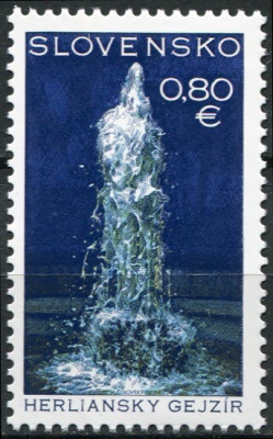 Словакия. 2016. Красоты Словакии: гейзер в Герлянах (Почтовая марка. MNH OG)