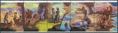 СССР. 1989. Двухсотлетие со дня рождения Джеймса Фенимора Купера (Сцепка. MNH OG)