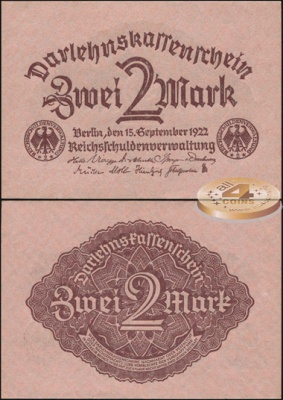 Германия [Веймарская респ.]. 2 марки (Unc) 1922