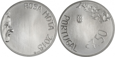 Португалия. Монета 7,5 евро. 2018 (Unc. Серебро) Спортивные идолы. Роза Мота