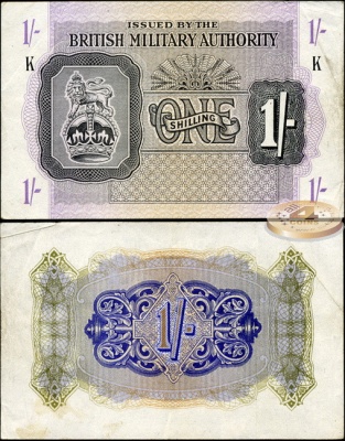 Великобритания (British Military Authority). 1 шиллинг (aXF) 1943