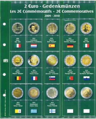 Лист ARTline/Premium для монет 2-евро 2009-2010 годов [1 шт] Оптима (SAFE)