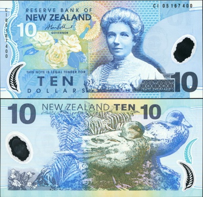 Новая Зеландия. 10 долларов (Unc. Пластик) 2005