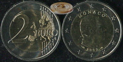 Монако. 2 евро. 2009 (Unc. Биметалл)