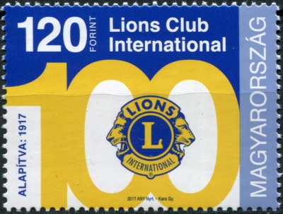 Венгрия. 2017. 100 лет основанию Lions Clubs International (Почтовая марка. MNH OG)