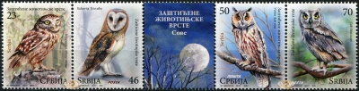 Сербия. 2017. Защита животных: Совы (Сцепка. MNH OG)