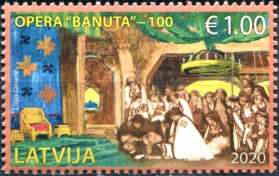 Латвия. 2020. 100-летие оперы Алфредса Калниньша "Банюта" (Почтовая марка. MNH OG)