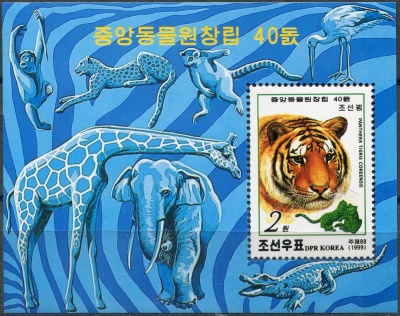 КНДР. 1999. Тигр (Panthera tigris) (Почтовый блок. MNH OG)