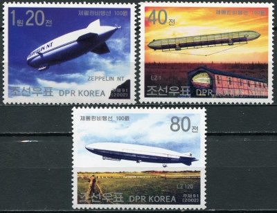 КНДР. 2002. Столетие дирижабля Zeppelin (Серия. MNH OG)