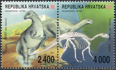 Хорватия. 1994. Находки динозавров на Западном побережье Истрии (Сцепка. MNH OG)