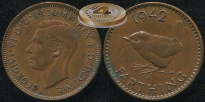 Великобритания. 1 фартинг. 1942 (Unc)