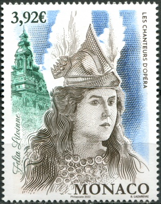 Монако. 2022. Оперные певцы. Фелия Литвин (Почтовая марка. MNH OG)