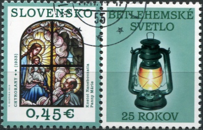 Словакия. 2014. Рождество. Витражи Романтизма (Сцепка. CTO Гашеная)