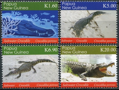 Папуа Новая Гвинея. 2020. Гребнистый крокодил (Crocodylus porosus) (Серия Почтовых марок. MNH OG)