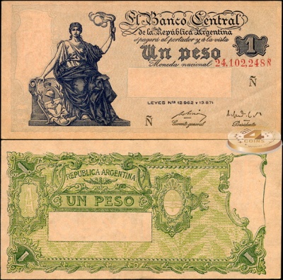 Аргентина. 1 песо (XF+) 1951-52