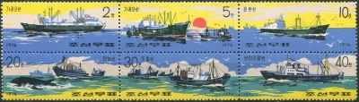 КНДР. 1974. Рыболовные суда (Сцепка. MNH)
