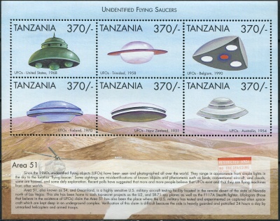 Танзания. 1999. Наблюдения НЛО (I) (Малый лист. MNH OG)