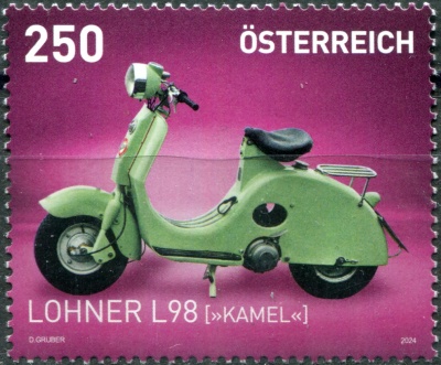Австрия. 2024. Мотоциклы. Lohner L98 Kamel (Почтовая марка. MNH OG)