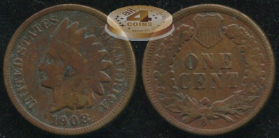 США. 1 цент. 1908 (VF)