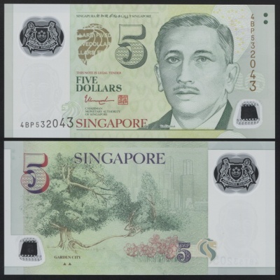 Сингапур. 5 долларов (Unc. Пластик) 2013