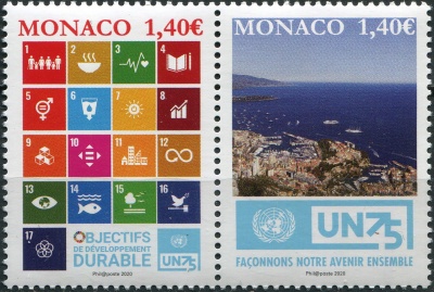 Монако. 2020. 75-я годовщина создания ООН (Сцепка. MNH OG)