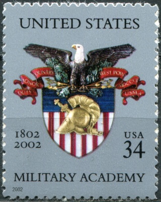 США. 2002. 200 лет военной академии США в Вест-Пойнте (Почтовая марка. MNH OG)