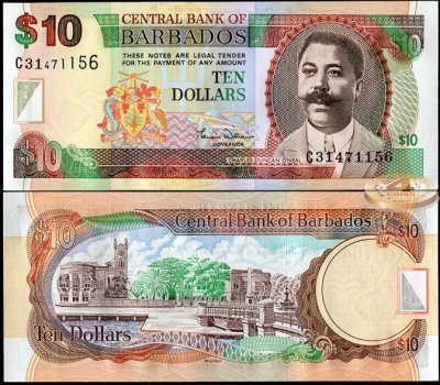Барбадос. Банкнота 10 долларов. ND (2000). Unc. Бумага. Кат# P.62a