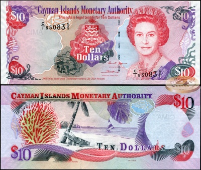 Каймановы о-ва. 10 долларов (Unc) 2005