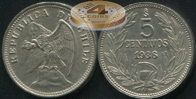 Чили. 5 центаво. 1936 (aUnc)
