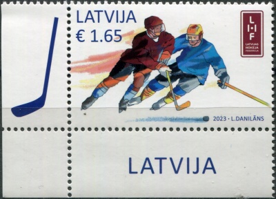 Латвия. 2023. Чемпионат мира по хоккею с шайбой (I) (Почтовая марка. MNH OG)