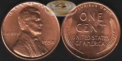 США. 1 цент. 1958 (Unc)
