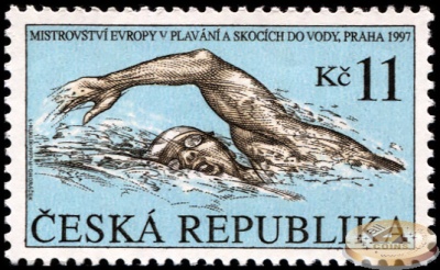 Чехия. 1997. Чемпионт Европы по плаванию и прыжкам в воду (Почтовая марка. MNH OG)