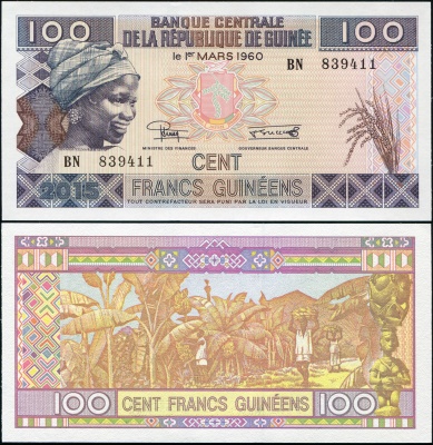 Гвинея. 100 франков (Unc) 2015