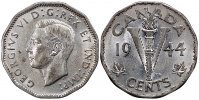 Канада. Монета 5 центов. 1944 (KM#40a. XF+/aUnc)