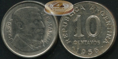 Аргентина. 10 центаво. 1956 (VF)