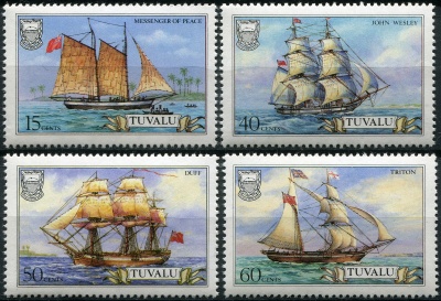 Тувалу. 1986. Парусники (III). Миссионерские суда (Серия. MNH OG)