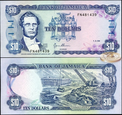 Ямайка. 10 долларов (Unc) 1994