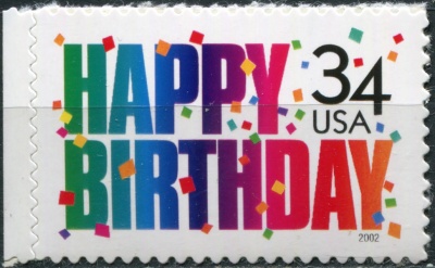 США. 2002. С Днём рождения! (Почтовая марка. MNH OG)