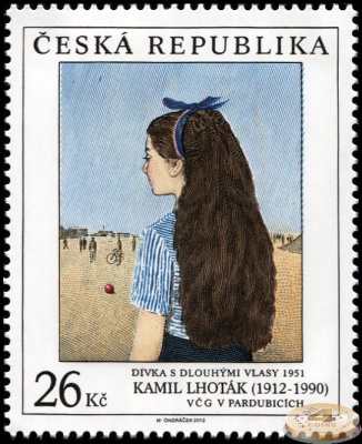 Чехия. 2012. Девушка с длинными волосами. 1951. Камиль Лотак [1912-1990] (Почтовая марка. MNH OG)