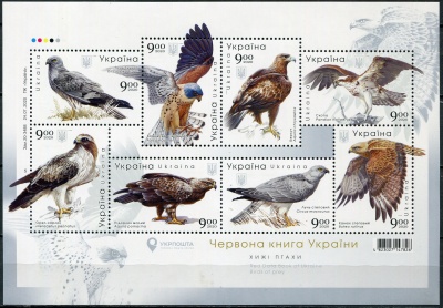 Украина. 2020. Красная книга. Хищные птицы (Малый лист. MNH OG)