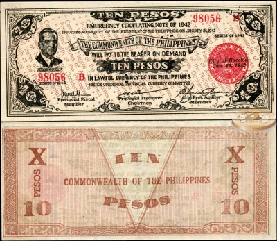 Филиппины. 10 песо (Unc) 1942