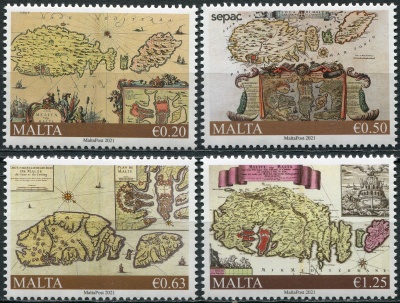 Мальта. 2021. Древние карты Мальты (Серия Почтовых марок. MNH OG)